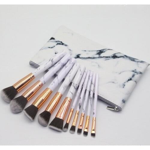 10Pcs Portable Marbled Style Makeup Brushes Tool lady Beauty Cosmetic Powder Eye Shadow Foundation Blush Blending Make Maquiagem