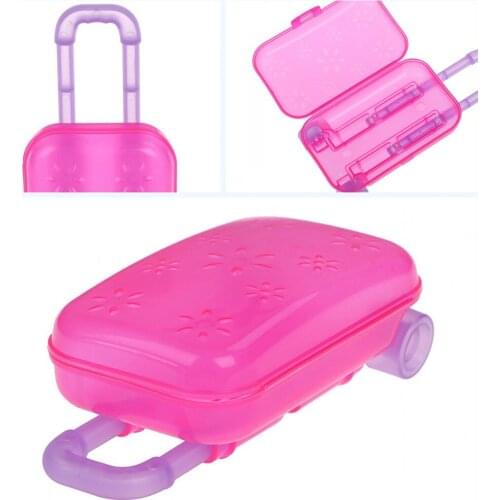 2020 New Trunk Luggage Box Fashion Transparent Travel Suitcase For 43cm 18 Inch Girl Dolls Pretend Toy Gift For Children 11.5g