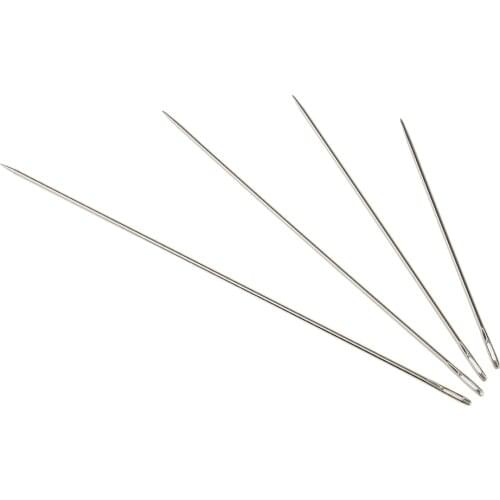 4 Assorted Sizes Long Hand Sewing Needles for Embroidery Mending Craft Case