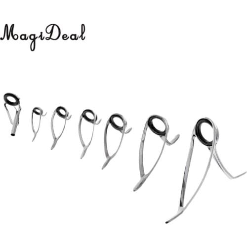 7pcs Rod Repair Kit Mixed Size Fishing Rod Guides Ring Rod Tip Top Eye Rings, 5 6 8 10 12 16 20