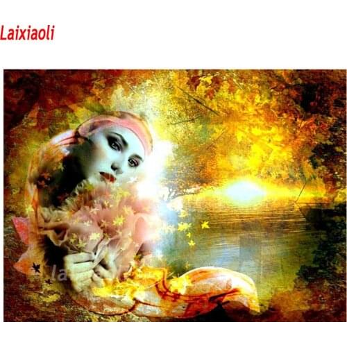 Autumn landscape 5D Diy Diamond Painting yellow tree lake Cross Stitch Diamond Embroidery woman art Full Diamond Mosaic Pictures