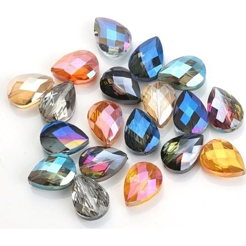 10Pcs Austria Glass Teardrop Beads 13x18mm Natural Stone Drop Beaded Cheap Beading DIY Making Charms Necklace Crystals Jewelry