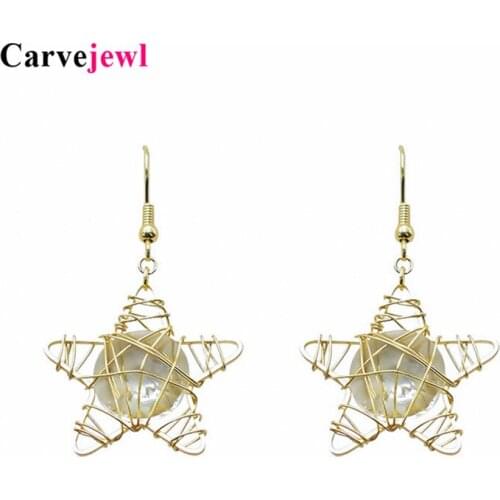 Carvejewl asymmetric star heart drop earrings hand made unique wire knit crystal acrylic stone plastic hook anti allergy earring