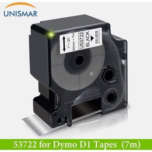 Black on White Silver 53722 53713 24mm Printer Ribbon Replace Dymo D1 Tape Office Label Tape for Dymo LabelWriter 450 Printer