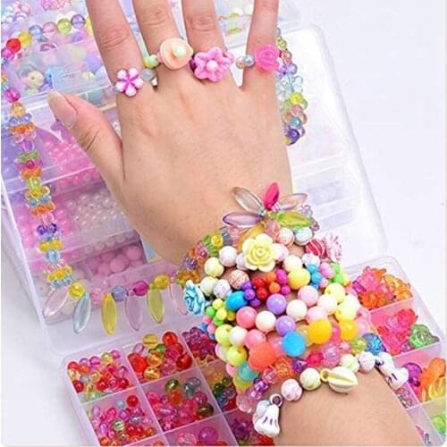 DIY Handmade Beaded Childrens Toy Creative Loose Spacer Beads Crafts Making Bracelet Necklace Jewelry Kit Girl Toy Gift