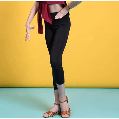 Children Latin Dance Pants Black Trousers Ballroom Practice Dance Costumes Slim Girls Elastic Waist Comfortable Dance Wear G2121