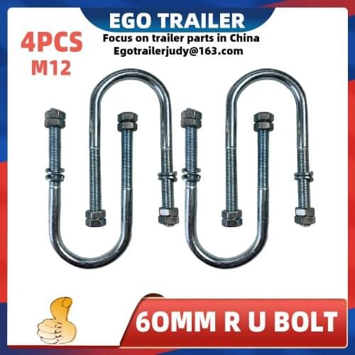 EgoTrailer 4 pcs High Tensile U Bolt 60mm Round M12 Leaf Spring PARTS