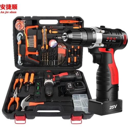 Anjieshun 12/25V Electric Drill Cordless Screwdriver Lithium Battery Mini Drill Cordless Screwdriver Power Tools Cordle