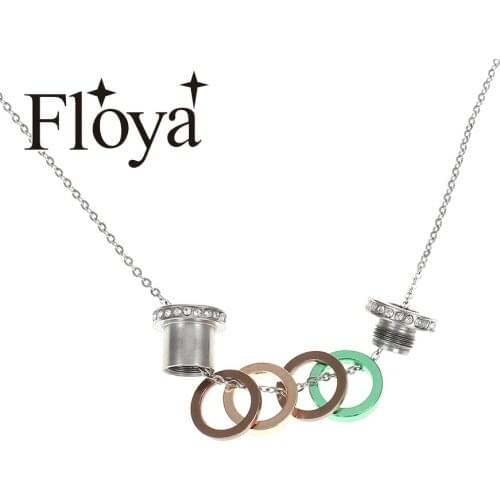 Floya Luxury Pendants Necklaces Adjustable Zircon Base for Women Interchangeable Charm Combination Necklace Femme Bijoux