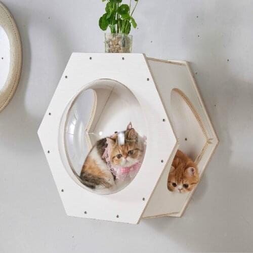 Kitten Toys Space Capsule Cat Wall DIY Solid Wood Cat Climbing Frame Wall Hanging Cat Jumping Platform Cat Toys Cat Tower