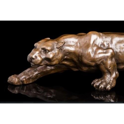 Brass crafts Statue Copper art "leopard ready" leopard ornaments art sculpture collection copper crafts Home Statue decoration