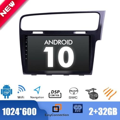 10.1" Android 10.0 Radio for VW Golf7 2014-2016 Black UV right Car Multimedia Player GPS Stereo DSP 2.5D IPS WIFI Bluetooth TPMS