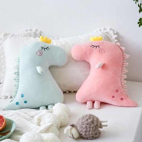 Cute Crown Dinosaur Plush Doll Nordic Style Super Soft Cotton Animal Plush Stuffed Toy Kids Appease Sleeping Pillow Home Decor