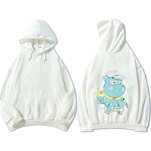 Cute Thicken Winter Sweatshirts for Girls Cotton Hoody Oversized Hoodies Woman Cartoon Funny Printed Plus Size Loose Hooded Lady