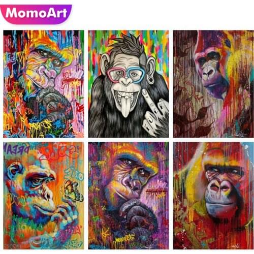 MomoArt 5D DIY Diamond Painting Monkey Hobbies And Crafts Diamond Embroidery Animal Diamond Mosaic Full Layout Wall Decorations