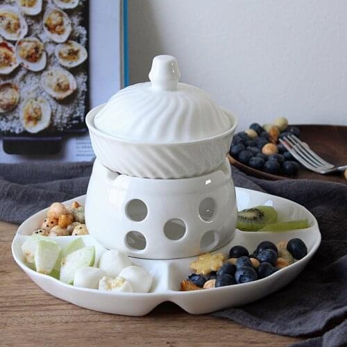 CHEESE TOOLS CHAFING DISH BUFFET CERAM LEISURE COOKING TOOL SET FRUIT CHOCOLATE FONDUE CHEESE / ICE CREAM STOVE DINNERWARE SET