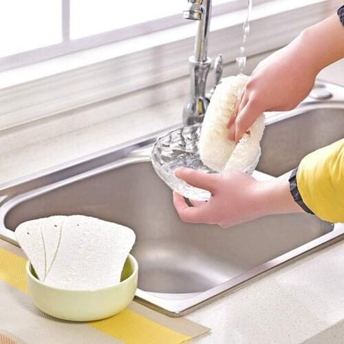 Natural Loofah Dishwashing Cloth Household Kitchen Dishwashing Brush Non-stick Oil Durable Scrub Bowl Clean Sponge Plant Fiber