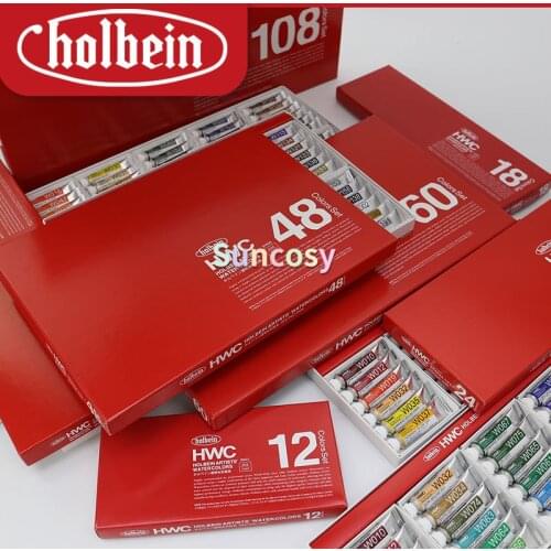 Original Holbein Transparent Watercolor Paint Set HWC Series, 12/18/24/30/48/60/108 colors Artists Art Tools School Supplies