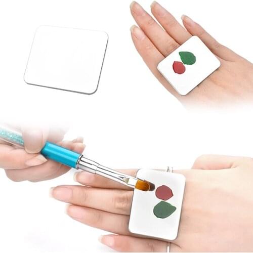 Stainless Steel Watercolor Paint Palette Finger Nail Art Mixing Palette Accessory Free Hand Manicure Ring Makeup Tools
