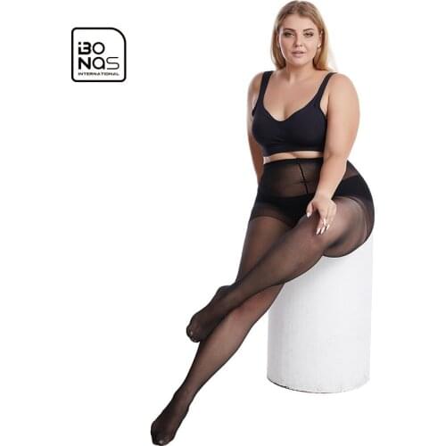 XXXL back crotch sexy, breathable stretch thin oversized stockings with pantyhose female socks