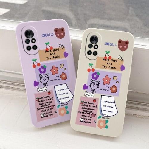 For Huawei Nova 8 7 Pro SE 6 SE Case Cute Post-it Girl Slicone Phone Cover 5 Pro 5Z 5I 5Ipro 5T 4 4E Shockproof Soft Case Funda