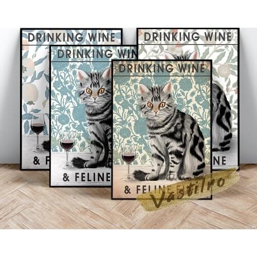 Zoo Animal Retro Poster Amusing Kitty Watercolour Art Prints Wall Stickers Pet Shop Office Home Decor Cartoon Canvas Painting