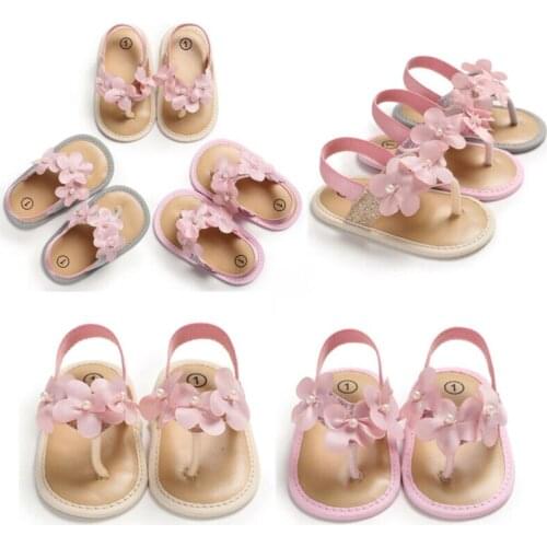 Newborn Kid Baby Girl Cute Faux Leather Flower Sandals Summer Casual Crib Shoes Anti-slip First Prewalker