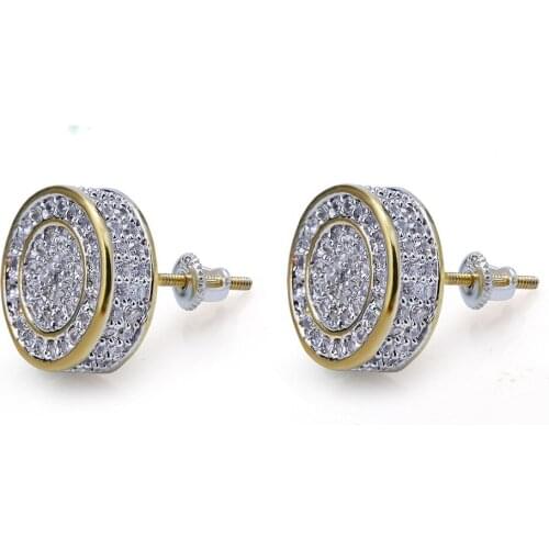 1 Pair Hip Hop Micro Inlay Jewelry Europe and America Earrings Zirconia Micro Inlay Cylindrical Earrings