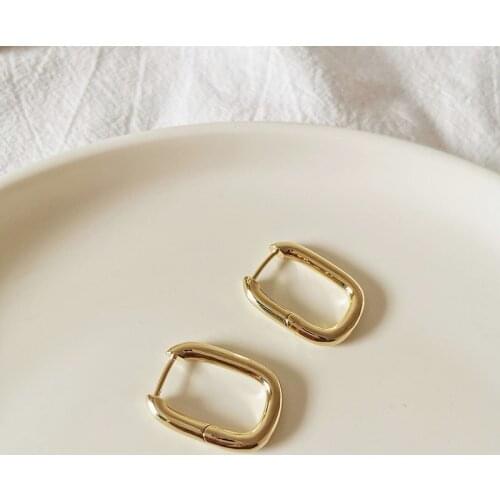 925 Sterling Silver Oval Shaped Earrings for Women Men Geometric French Gold Jewelry Party Gifts S-E1379