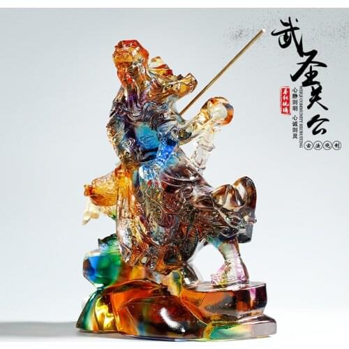 Shop dedicated Glass Buddha Statue armed saints Guanyu God of Wealth Worship Decoration