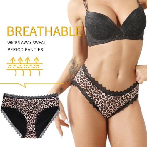 1pcs Leopard Printing Women Menstrual Panties Physiological Undies Four Layer Leakproof High Waist Mesh Menstrual Underwear