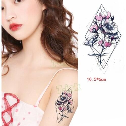 Waterproof Temporary tattoo sticker geometric diamond flower arrow tatto Water Transfer fake flash tatto 10.5*6cm for kid adults
