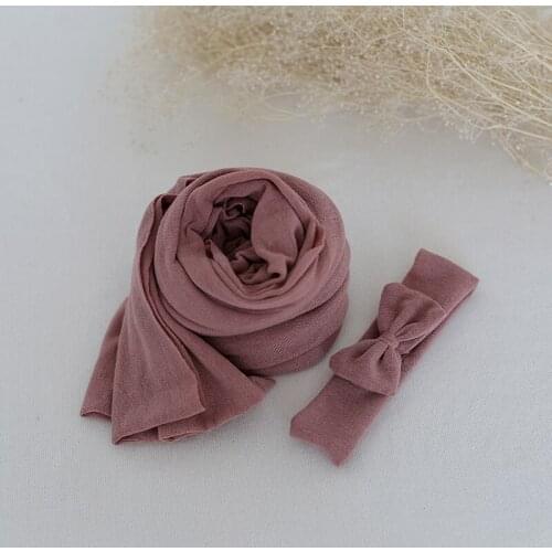 Knit Stretch Wraps Vintage Baby Wrap Matching Headband Set Baby Swaddle Cocoon Newborn Posing Layer Blanekt Infant Photo Props