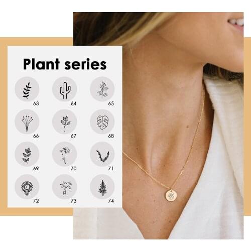 JUJIE Leaf Tree Flower Necklace For Women Choker Minimalist Laser Engraving Plant Jewelry