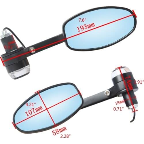1pair 22mm 7/8" Universal Motorcycle Handlebar Bar End Mirrors Turn signals