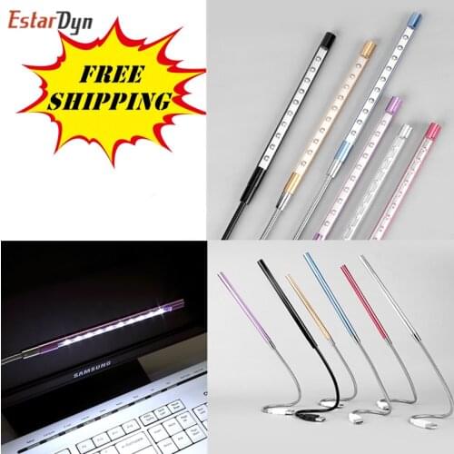 1pcs NEW Metal Material USB LED Light Lamp 10LEDs Flexible Book Reading Lights for Notebook Laptop PC Computer 6 Colors
