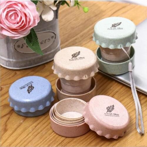 1PC Portable Straw Wheat Plastic Coffee Cup Outdoor Activities Telescopic Leak-proof Portable Water Cup Collapsible Folding Cup
