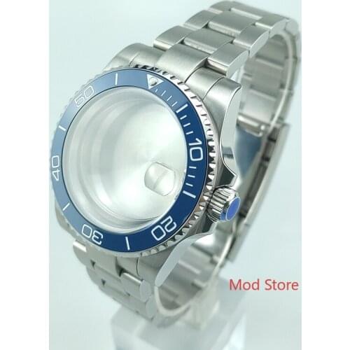 10BAR Blue White Writing Bezel Custom Diver Watch Case Fit Miyota8215 DG2813 Mov't Sub Style Men Watch Stainless Steel Watchband