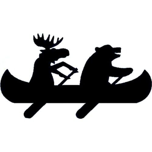 16cm*9cm Funny Moose Bear Canoe Car Sticker PVC Fashion Auto Motorcycle Windshield Waterproof Decal Customizable Colors