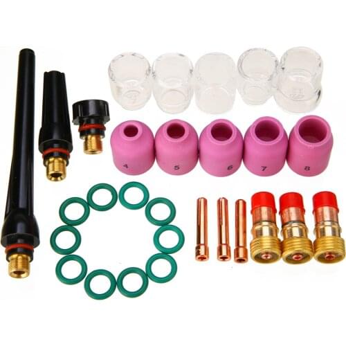 31pcs/Set Durable TIG Welding Torch Accessories 6#~12# Glass Cup Kit For WP-17/18/26 Torch Tig Gas Lens