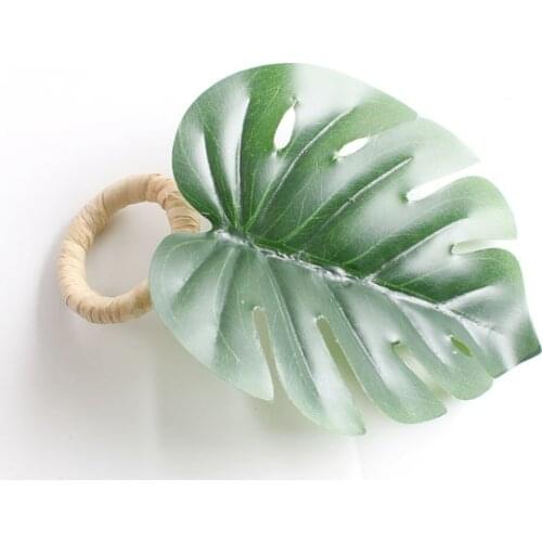 4PCS/Napkin Ring Eco-friendly Plastic Napkin Ring Simulation Leaf Napkin Holder Table Decoration Jewelry Napkin Ring