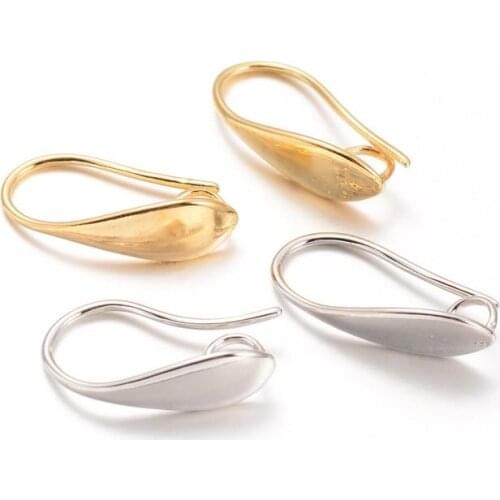 50pcs Mixed Color Brass Earring Hooks Jewelry Findings for DIY,18x5.5x10.5mm, Hole: 3.5mm; Pin: 1mm