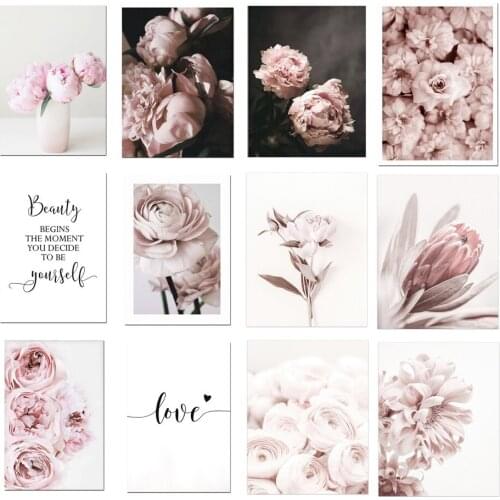 5D DIY Full Drill Diamond Painting Fresh Flower Pink Diamond Mosaic Pink Landscape Plants Embroidery Cross Stitch Set Home Decor