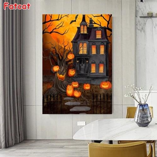 5d Diy Diamond Painting Halloween House Scenery Cross Stitch Diamond Embroidery Mosaic Handmade Home Decor Gift NeedleworkPP2440