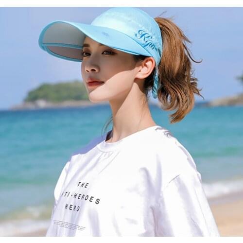 Unisex Retractable Visor Baseball Golf Cap Men Women Adjust Cap Casual Sports Wide Brim Anti-UV Beach Cotton Sun Hats Summer Hat