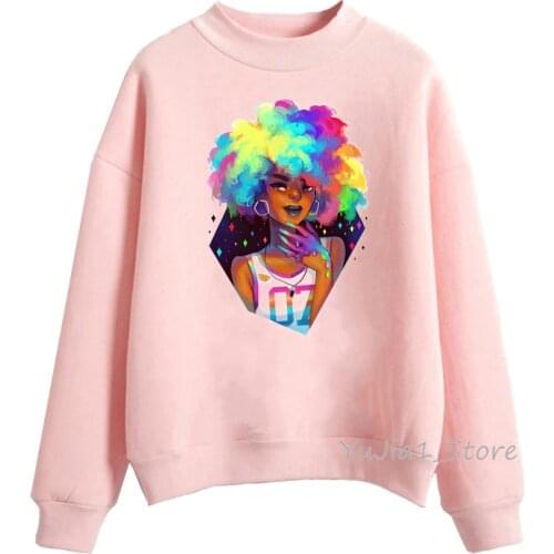 Black girl magic sweatshirt women melanin Poppin Afro Queen vogue tracksuit pink oversized hoodie winter long sleeve pullover