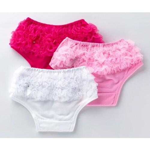 Baby Girls Cotton Bloomers Cute Infant Toddlers Lace Ruffle Shorts Infant Kids Diaper Cover Newborn Pants Underwear 14 colors