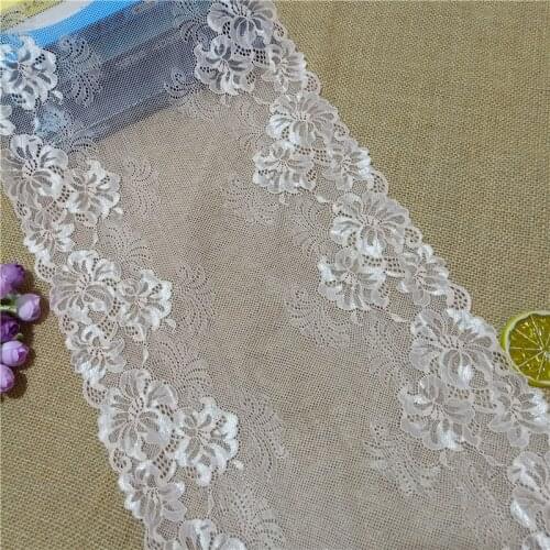 E3502-1 26.7cm Whosale Colorful Spandex Nylon Elastic stretch Silver lace knit trim indonesia for bridal dress
