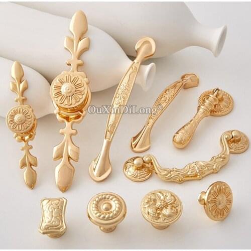 European 10PCS Solid Brass Cabinet Handles Cupboard Wardrobe Drawer Kitchen Door Pulls Handles & Knobs Furniture Hardware