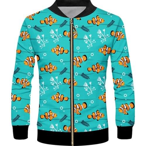 IFPD EU Size Autumn Fashion Zipper Jacket Animals Clownfishs Print 3d Mens Womens Long Sleeves Coats Casual Jackets Drop Ship